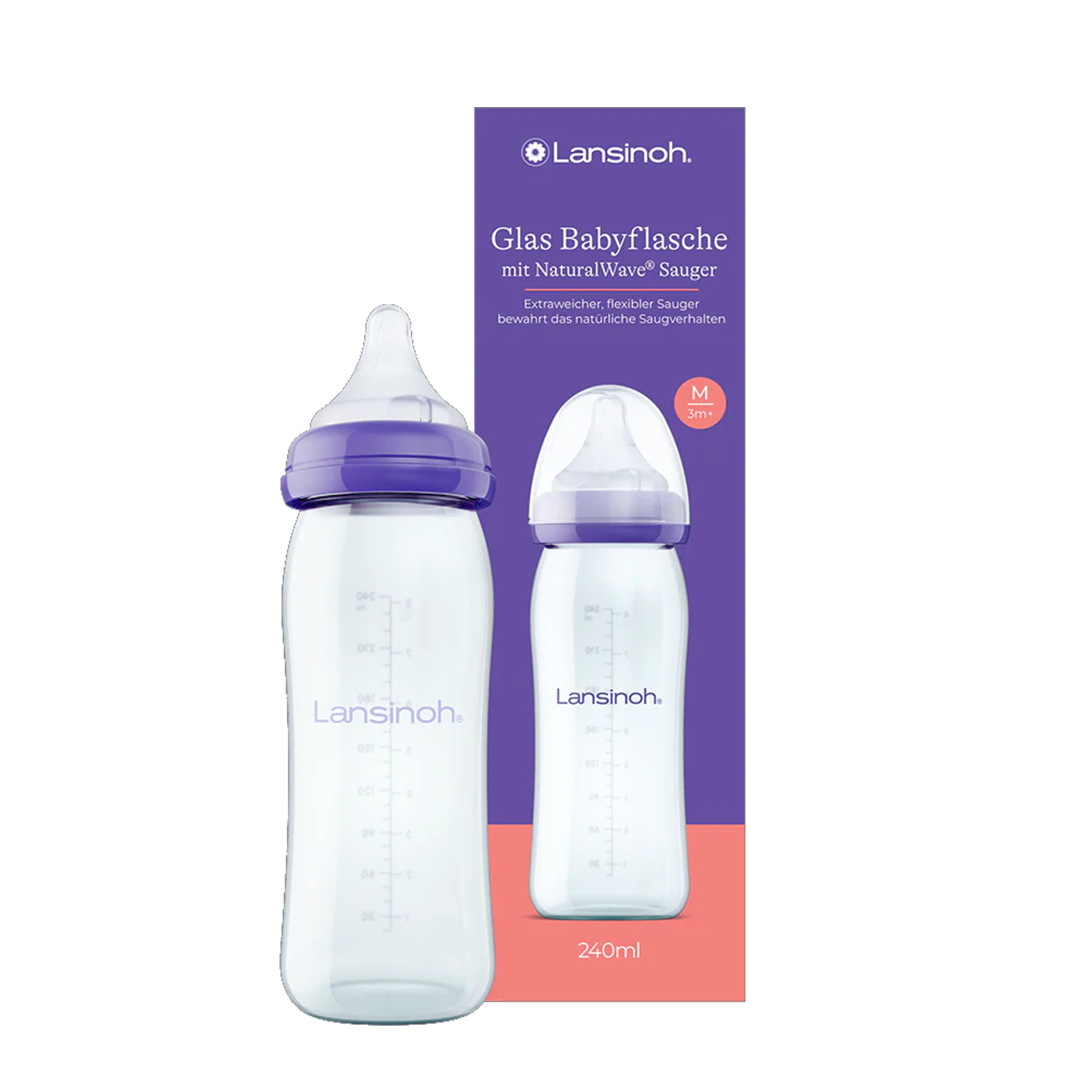 Lansinoh Natural Wave Flasche "M" GLAS 240ml