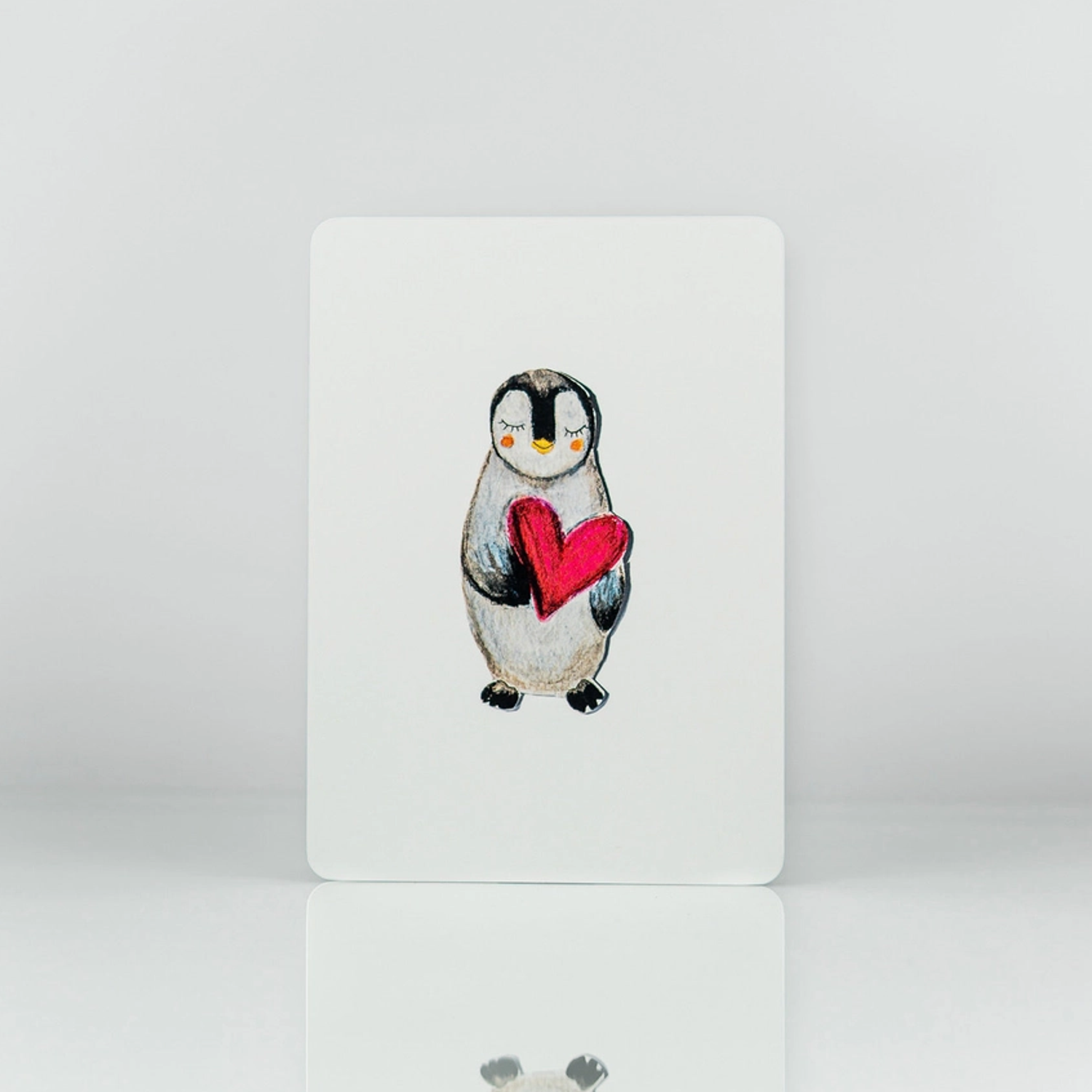 One in a Melon Postkarte Pinguin Herz