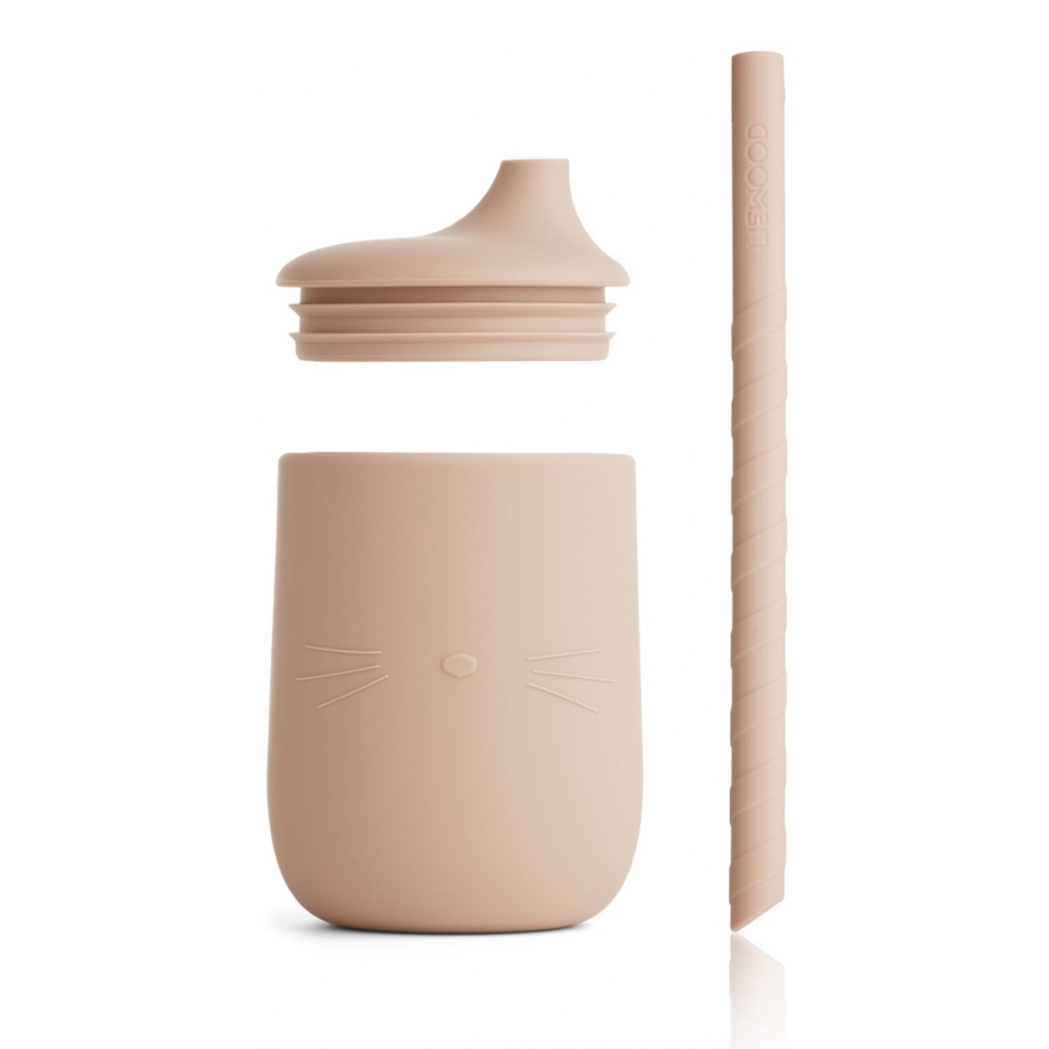 LIEWOOD Sippy Cup mit Strohhalm Cat Rose Silikon