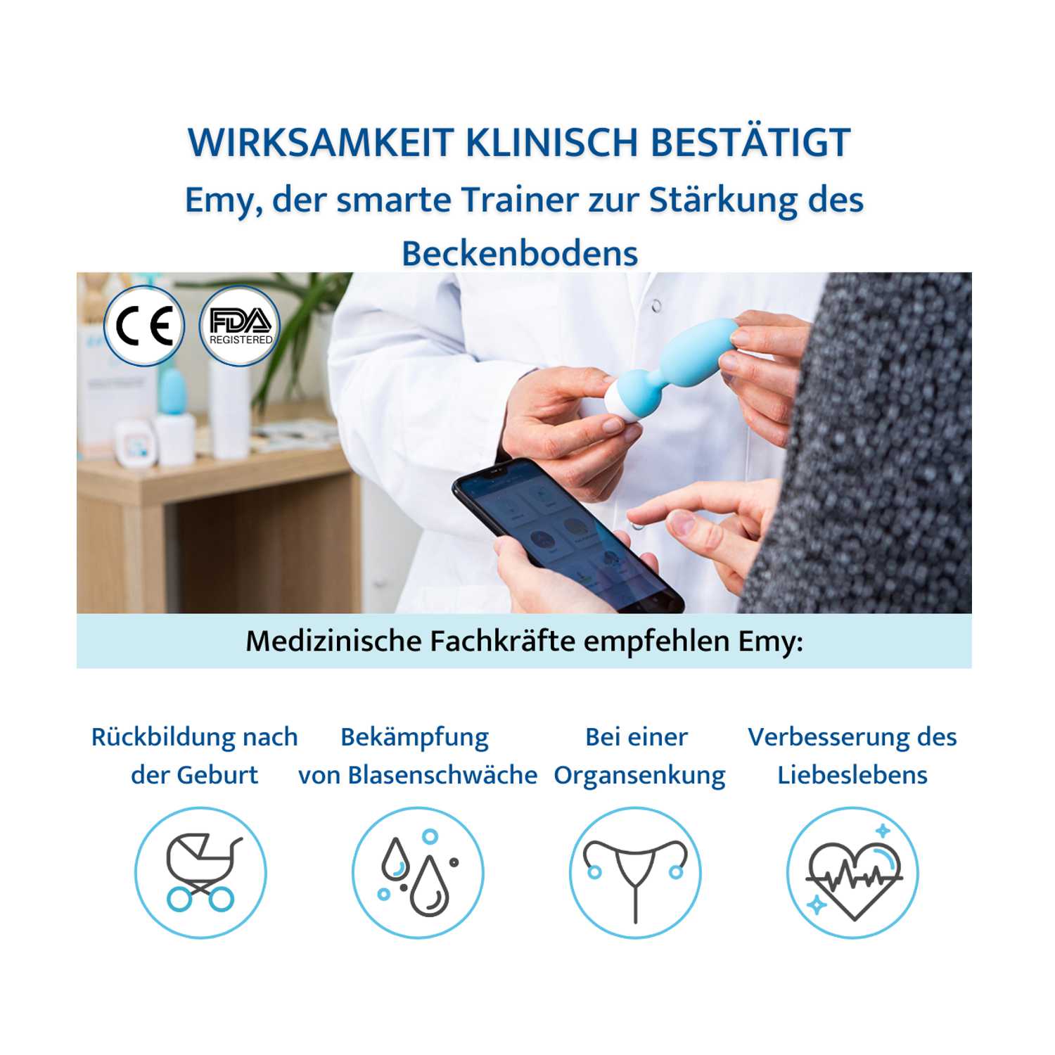 EMY Beckenbodentrainer Kegel mit App