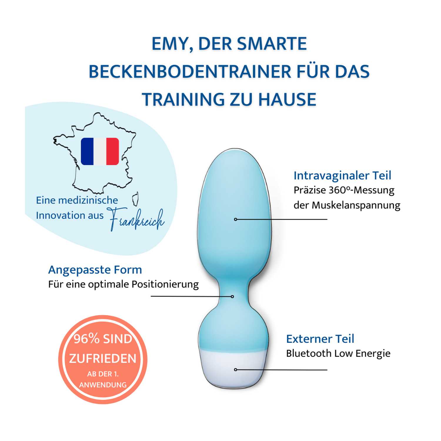 EMY Beckenbodentrainer Kegel mit App