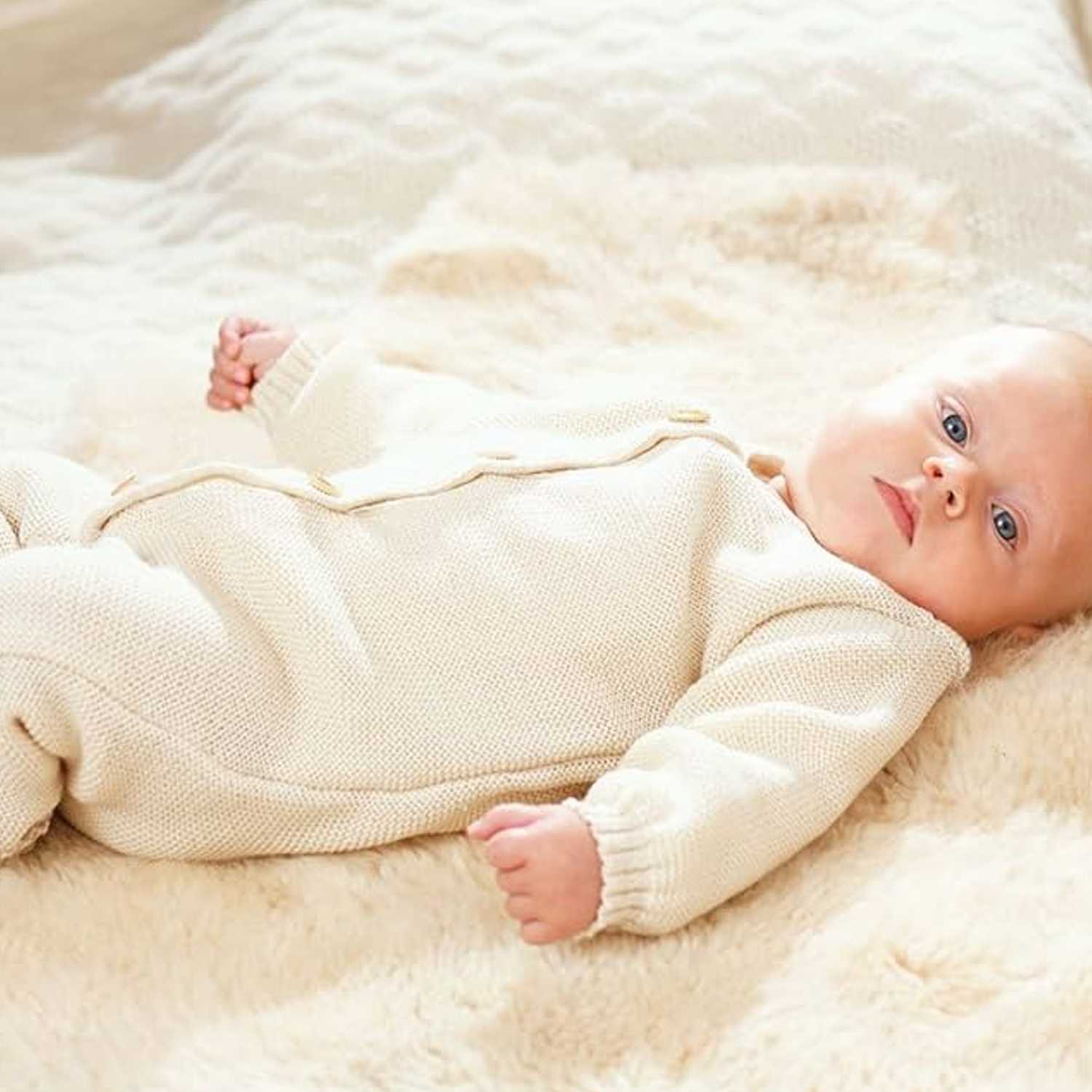 Disana Baby Strickoverall BIO Wolle natur mit Umschlag