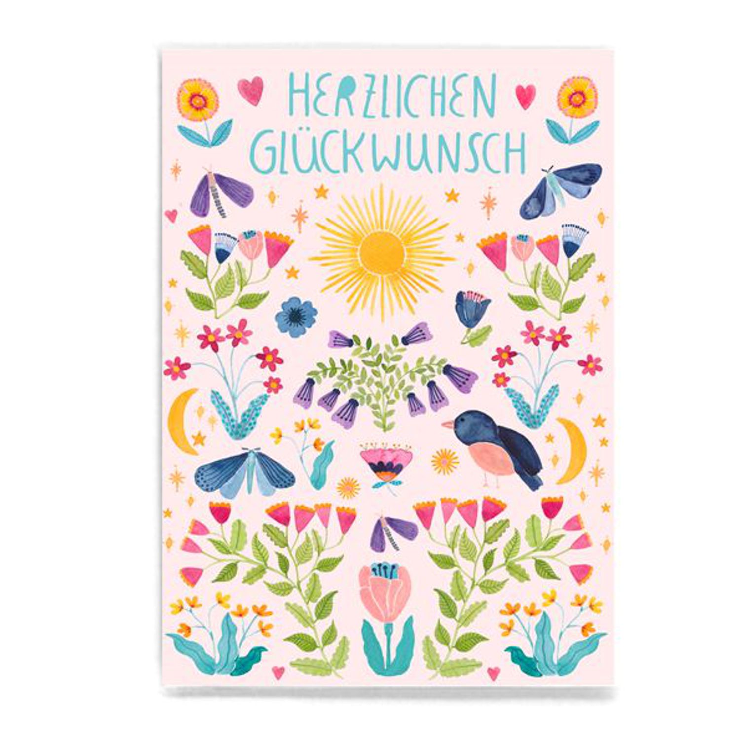 FRAU Ottilie Postkarte Herzlichen Glückwunsch Blüten