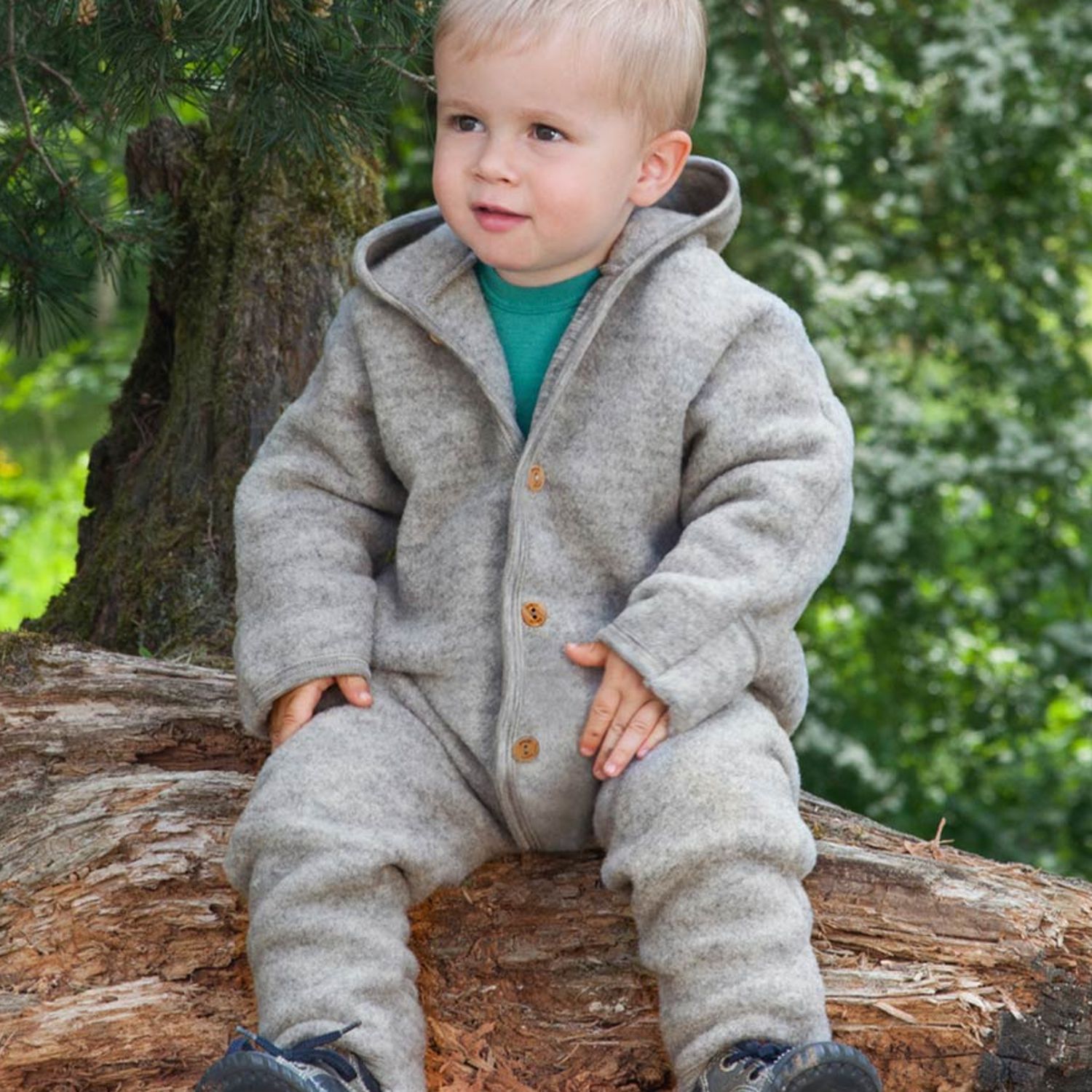 ENGEL Baby Overall Wolle mit Umschlag grau