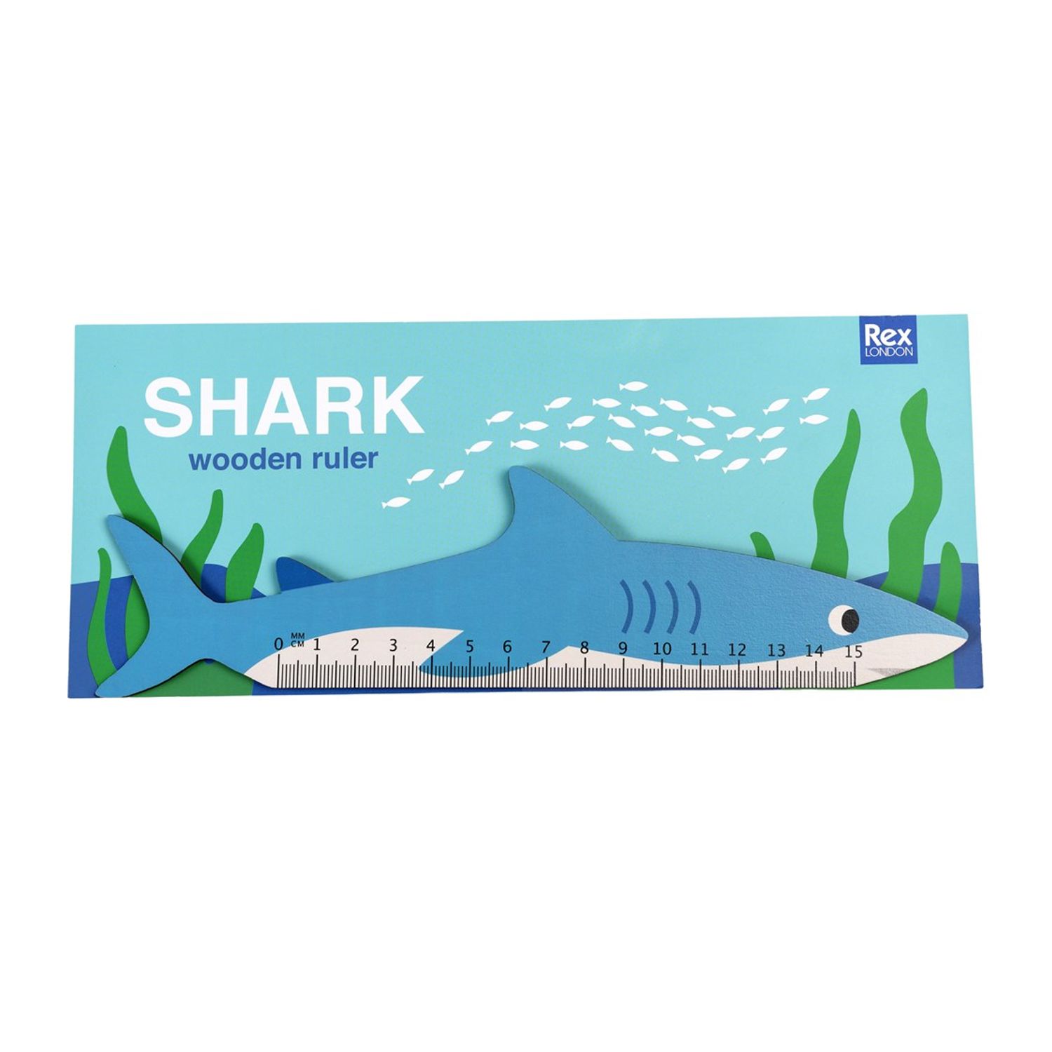 Rex Lineal Hai blau aus Holz 15cm