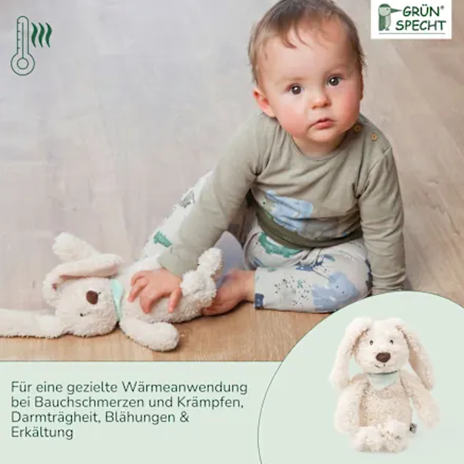 Grünspecht Baby Wärmetier Hase 18cm Raps