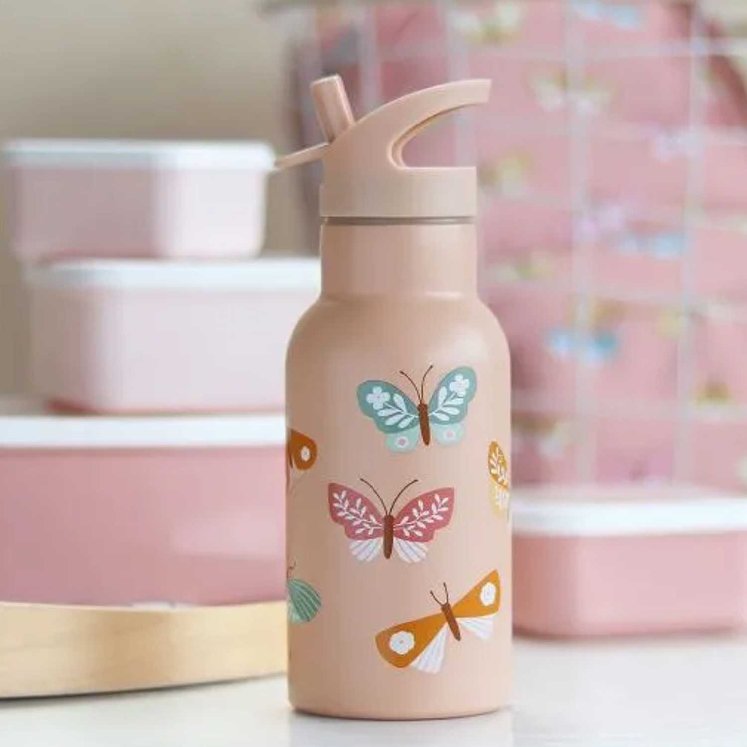 A Little Lovely Trinkflasche Edelstahl Schmetterling