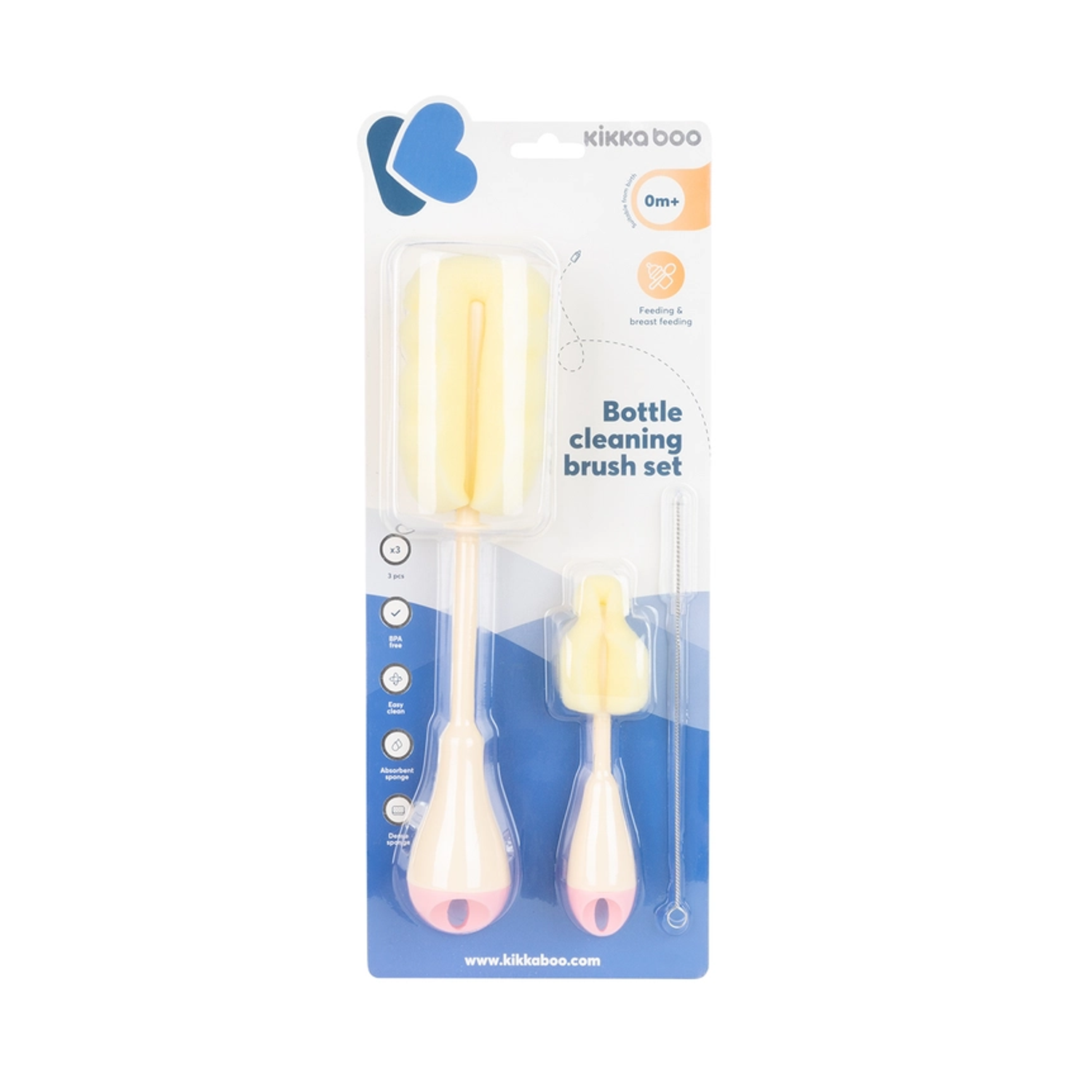 Kikkaboo Flaschenbürsten Set rosa 3 Teile