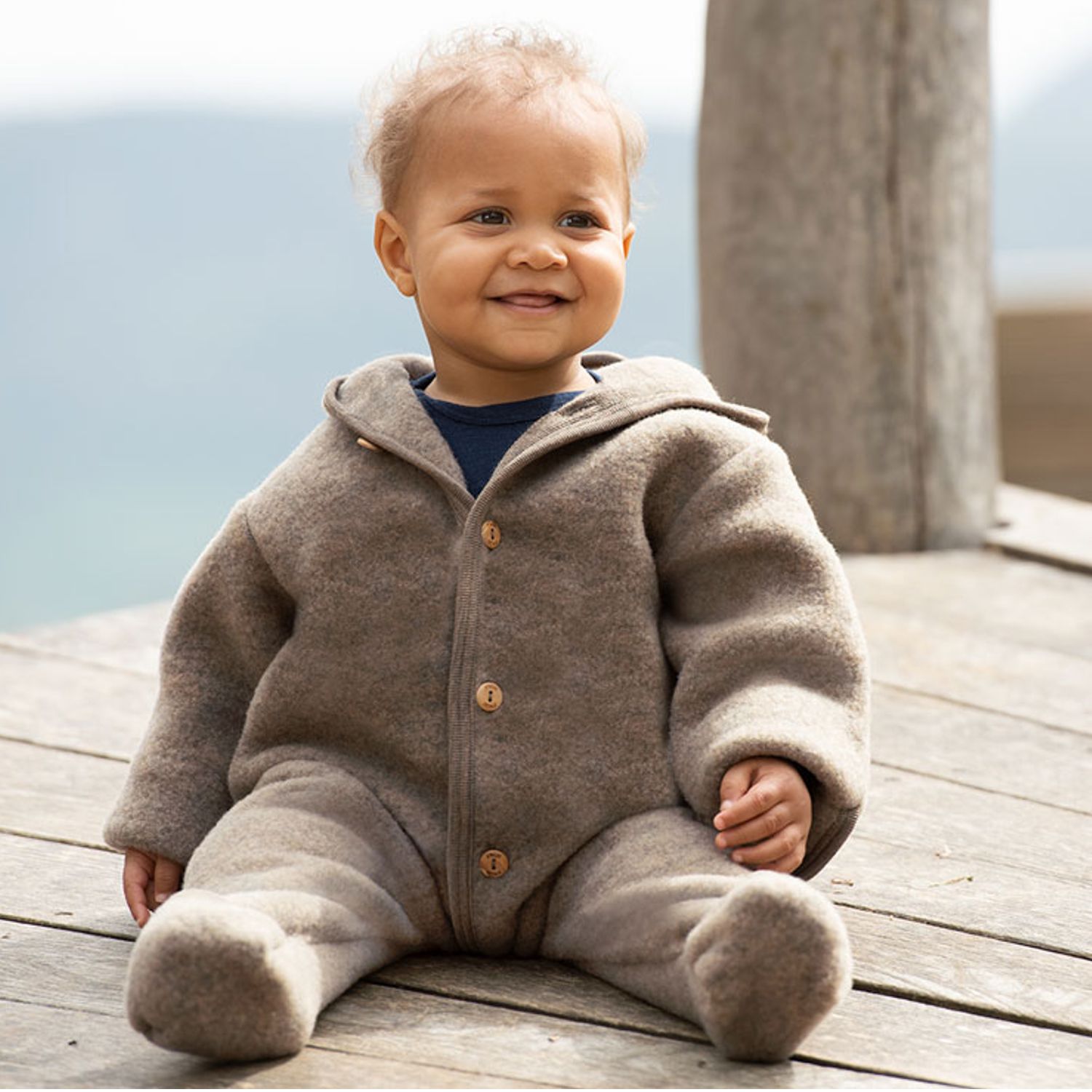 ENGEL Baby Overall Wolle mit Umschlag walnuss
