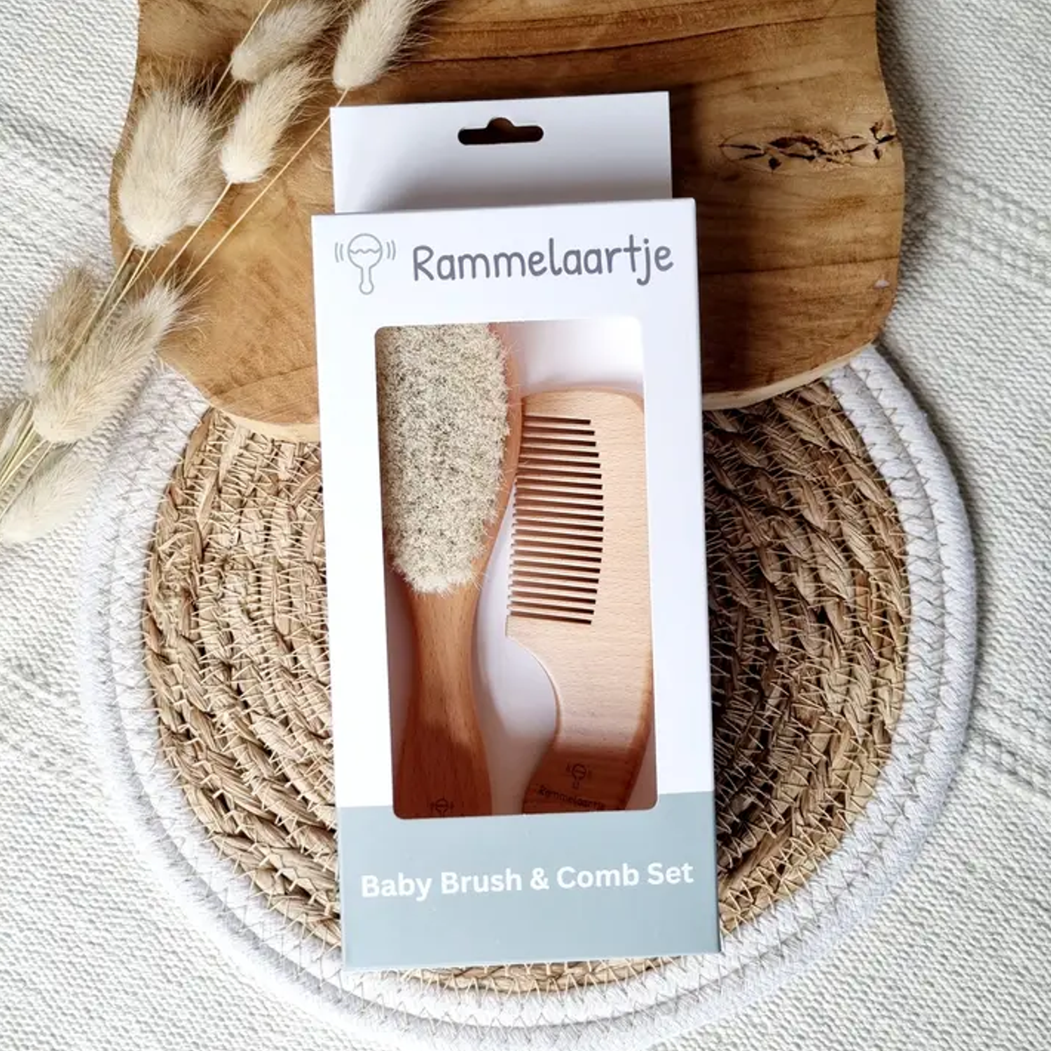 Rammelaartje Baby Holz Kamm + Ziegenhaar Bürste