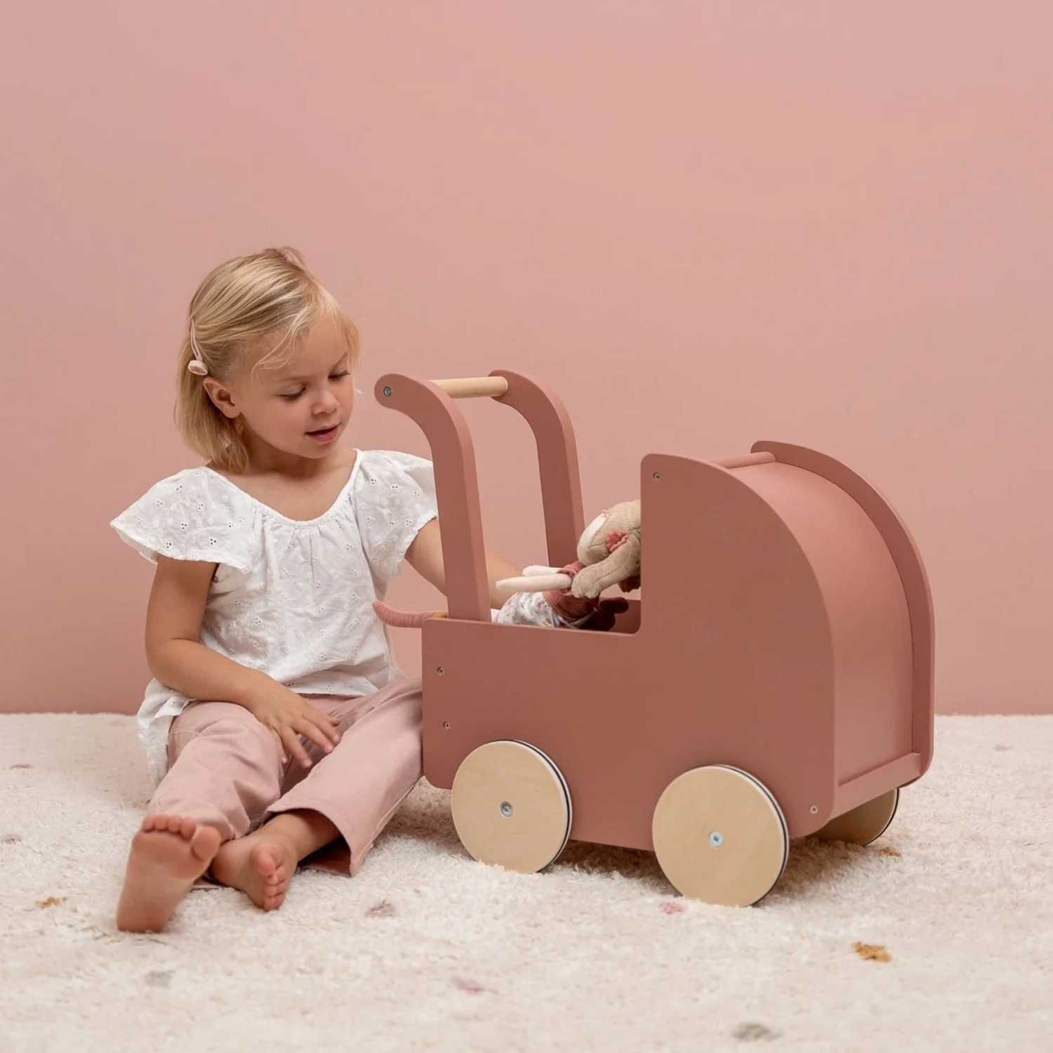 LITTLE DUTCH Puppenwagen Holz mit Decke