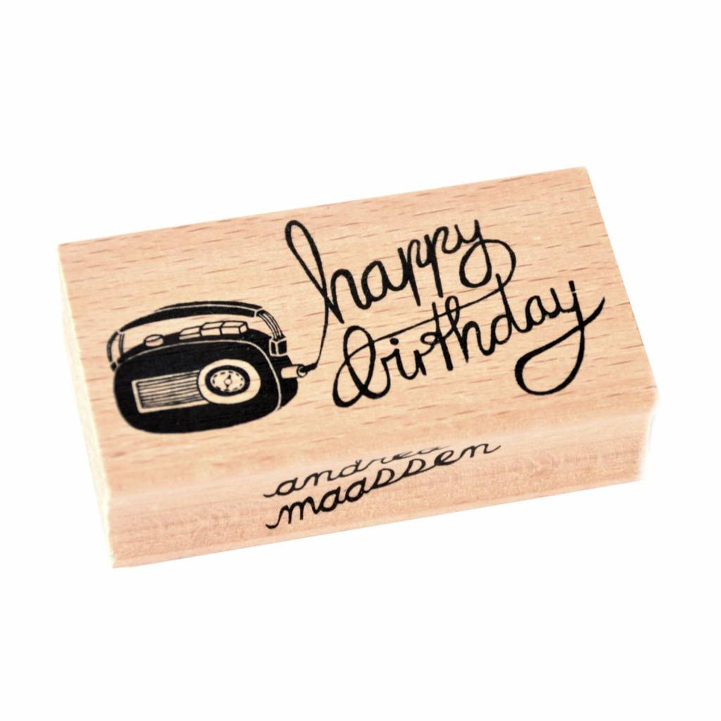 Petit Monkey Stempel Holz Radio| Happy Birthday